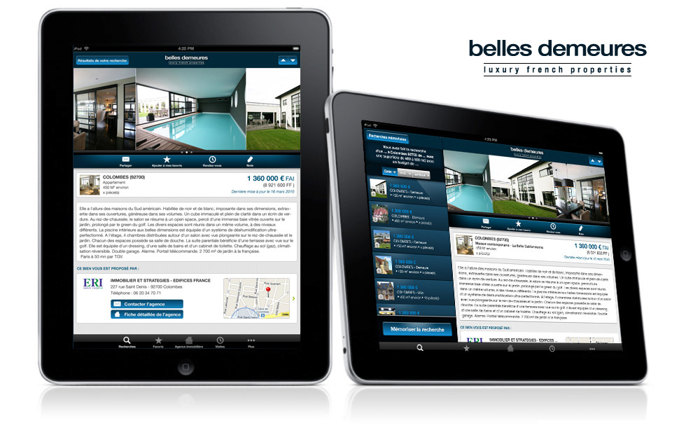 Belles demeures.com sur iPad et iPhone - Design by Kermitklein.com